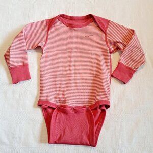 Patagonia girls size 18 months pink and white striped body suit VGUC